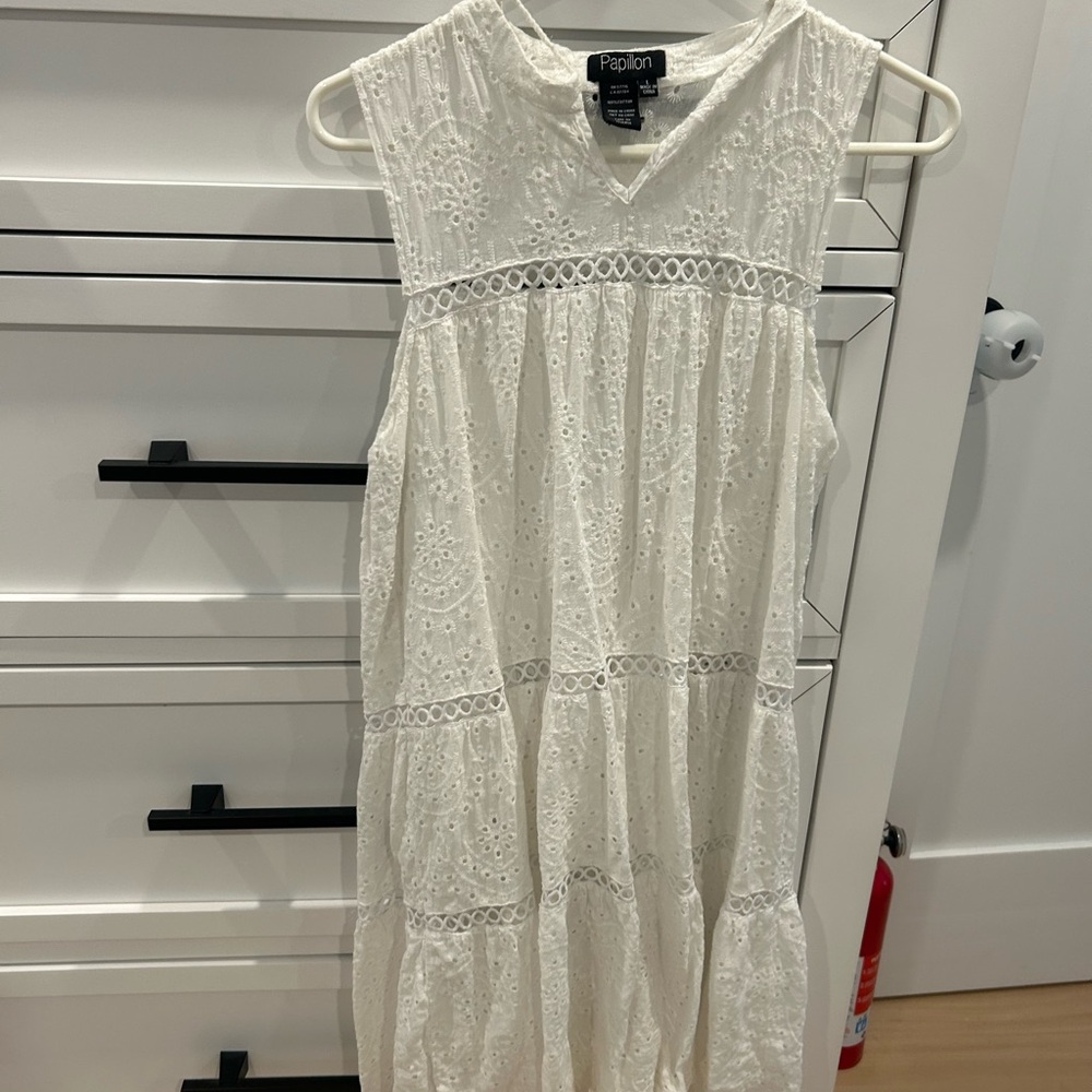 Papillon Blanc White Tiered Midi Sundress